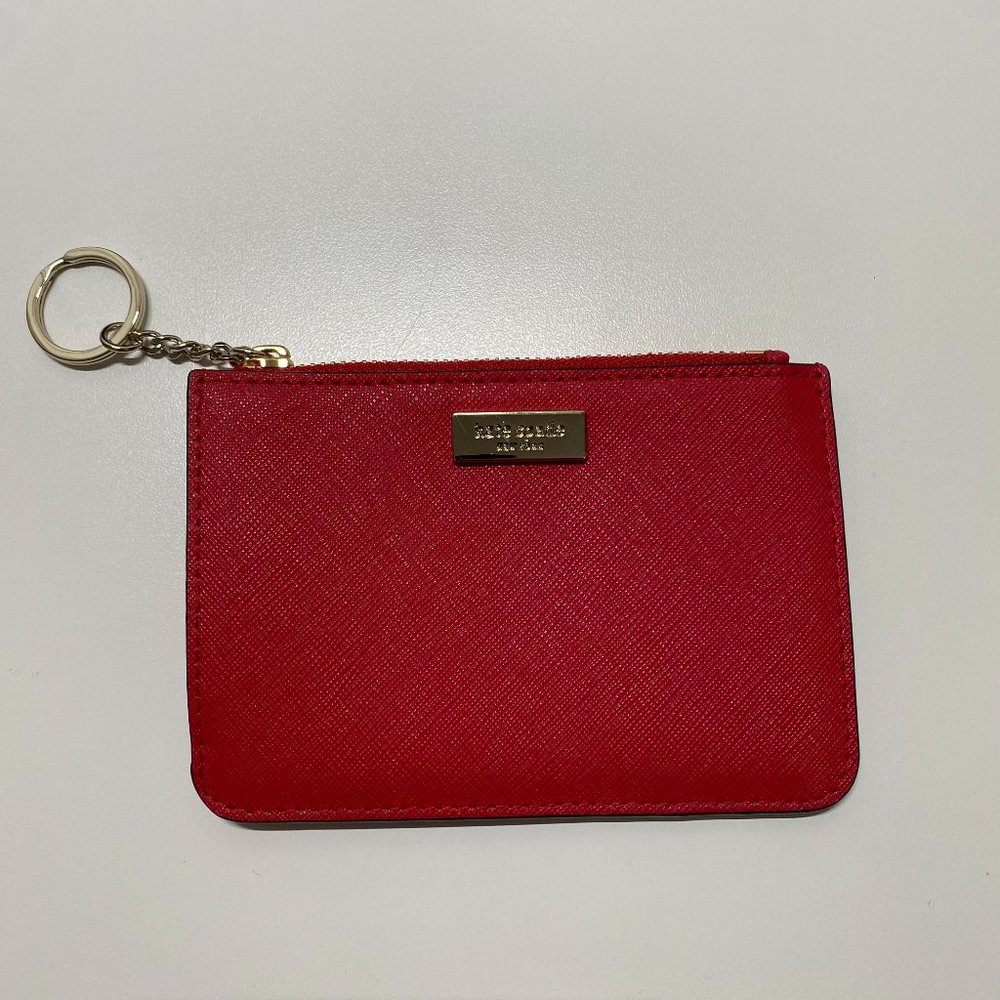 Kate Spade Bitsy Laurel Hill Card Holder with Key Ring Red Prickly Pear